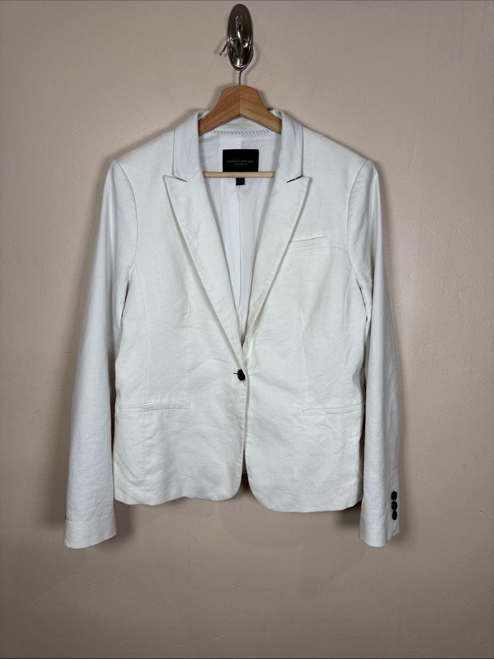 Banana Republic Womens  White Single-Button Notch Lapel Blazer 12